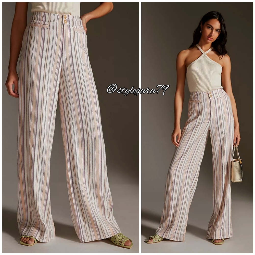 NWT, Anthropologie, Maeve Casual Wide-Leg Striped Pants
